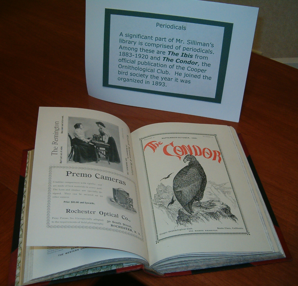 Special collections issue of The Condor, the official publication of the Cooper Ornithological Club. Mr Silliman was a member.